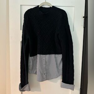 Navy sweater with shirt detail from Anthropologie, size L